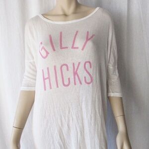 GILLY HICKS White Boat Neck Casual Tunic Tee Shirt Blouse Size S